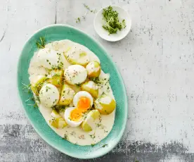 Hořčičná vejce s vařenými bramborami