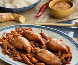 Calamares en salsa de jengibre y soja con arroz - China