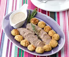 Solomillo de cerdo al horno con salsa de mostaza