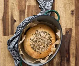 Everyday loaf baked in a cast iron pot