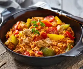 Reis-Schnitzel-Topf mit Paprika