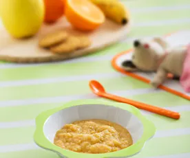 Papilla de frutas con galleta sin gluten