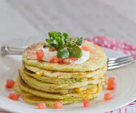 Courgette, Corn and Ricotta Pancakes