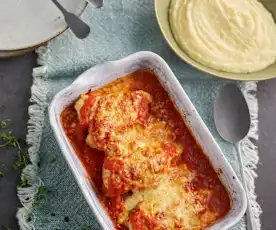 Pizzaiola z kurczaka z purée selerowo-ziemniaczanym