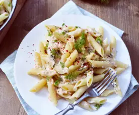 Penne in Lachs-Sahne-Sauce