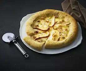 Pizza al lardo, pere, gorgonzola e noci