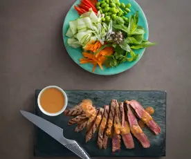 Asian beef salad with peanut dressing