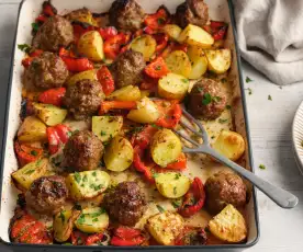 Meatballs and Chilli Cheese Potatoes