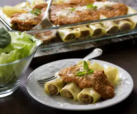 Pork cannelloni with vegetable sauce