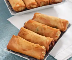 Prawn spring rolls with sweet and sour sauce 