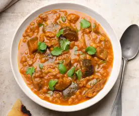 Slow-cooked Aubergine and Split Pea Curry
