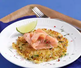 Galettes de pomme de terre au saumon mariné