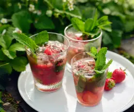 Strawberry Mojito with a Ginger and Mint Syrup