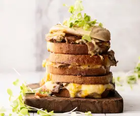Grilled Cheese with Mushrooms on Cracked Wheat Bread