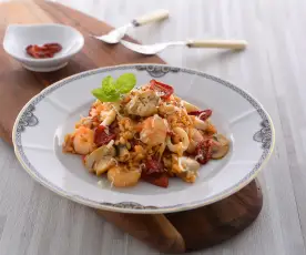 莫札瑞拉乾蕃茄海鮮燉飯