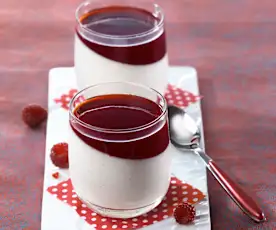 Pannacotta au yaourt de lait de chèvre et coulis de framboise