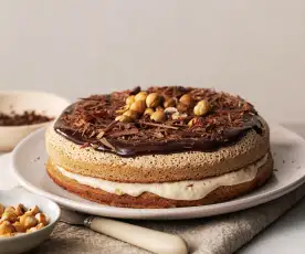 Hazelnut Meringue with Banana and Toffee Filling