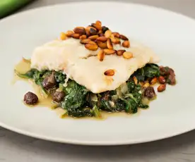 Sea Bass with Raisins and Pine Nuts