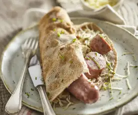 Galette saucisse fromage