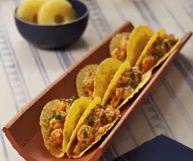 Tacos di gamberoni "al pastor"