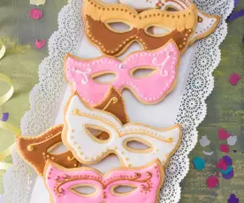 Máscaras de carnaval de pasta frolla