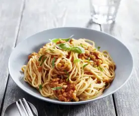 Spaghetti mit Kichererbsensugo