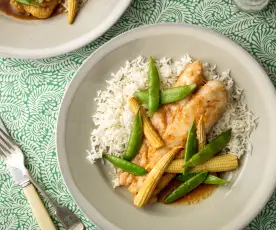Honey and Soy Cod with Rice and Vegetables