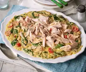 Orzo with Salmon and Spinach