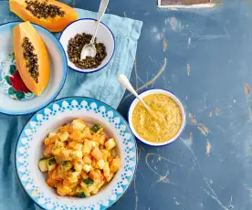 Salada de pepino e papaia com vinagreta