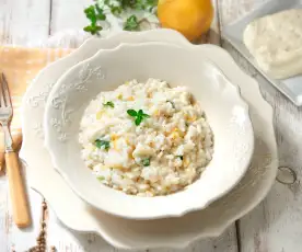 Risotto with lemon, thyme and feta