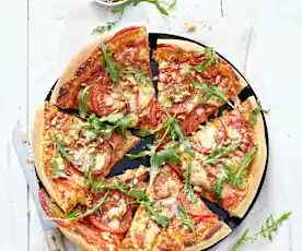 Tomaten-Rucola-Pizza