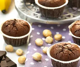 Brownie muffins de nueces y plátano (sin gluten)