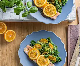 Salmone all'arancia e pistacchi (per 2 persone)