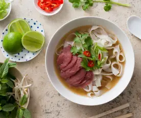 Pho bo (Vietnamese beef and noodle soup)