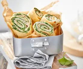 Spinat-Frischkäse-Pfannkuchen-Wrap