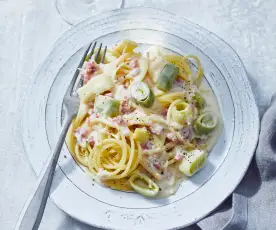 Spaghetti mit Porree-Meerrettich-Sauce