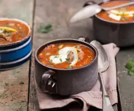Solyanka (Ukraine hot spicy soup)