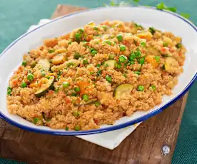 Guiso de quinoa, calabaza y calabacín