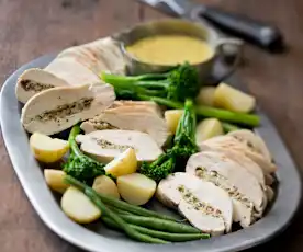 Cranberry and Camembert Stuffed Chicken with Mustard Sauce
