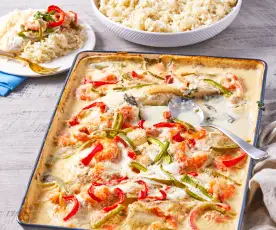 Baked Fish with Shrimp, Vegetables and Basmati Rice (Ben) Metric