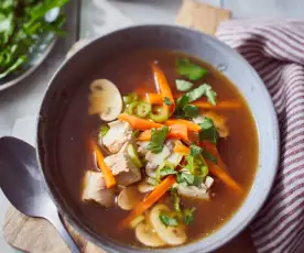 Asiatische Gemüse-Hühner-Suppe