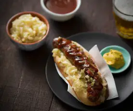 Sausage sizzle with beer braised onions