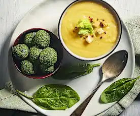 Crema di fagioli cannellini con polpettine di spinaci
