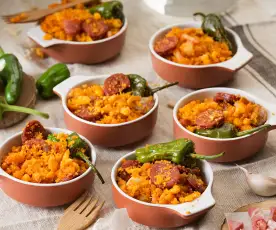 Migas with Padrón Peppers