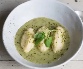 Quenelles with Watercress Sauce
