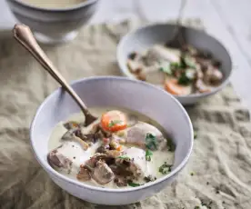 Slow-cooked Creamy Turkey Stew with Mushrooms