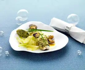 Menu 2 - Filet de bar, salsa artichaut et jus de palourdes
