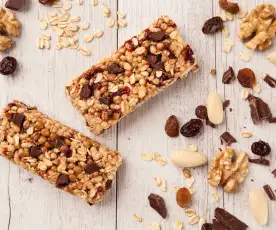 Energy bars with cereals and dried fruit