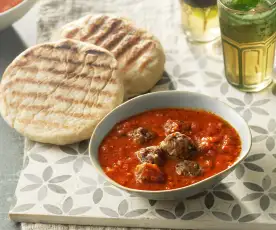 Moroccan lamb meatballs with batbout flatbreads
