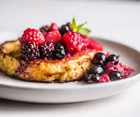 Pain Perdu à la confiture de poire, gingembre et mûres